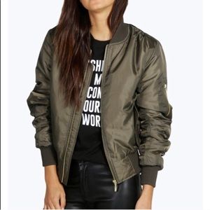 Boohoo Olive Bomber Jacket